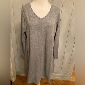 J. Jill Pure J. Jill Medium‎ Gray V Neck Pima Cotton Stretch Shirt Dress Pockets